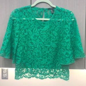 Kelly Green Lace Top